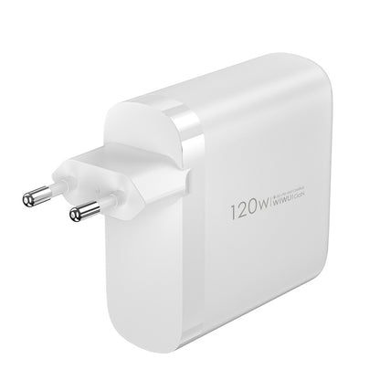 Chargeur réseau WiWu Wi-U020, 120W, 3A, 1 x USB-A - 3 x USB-C, blanc 