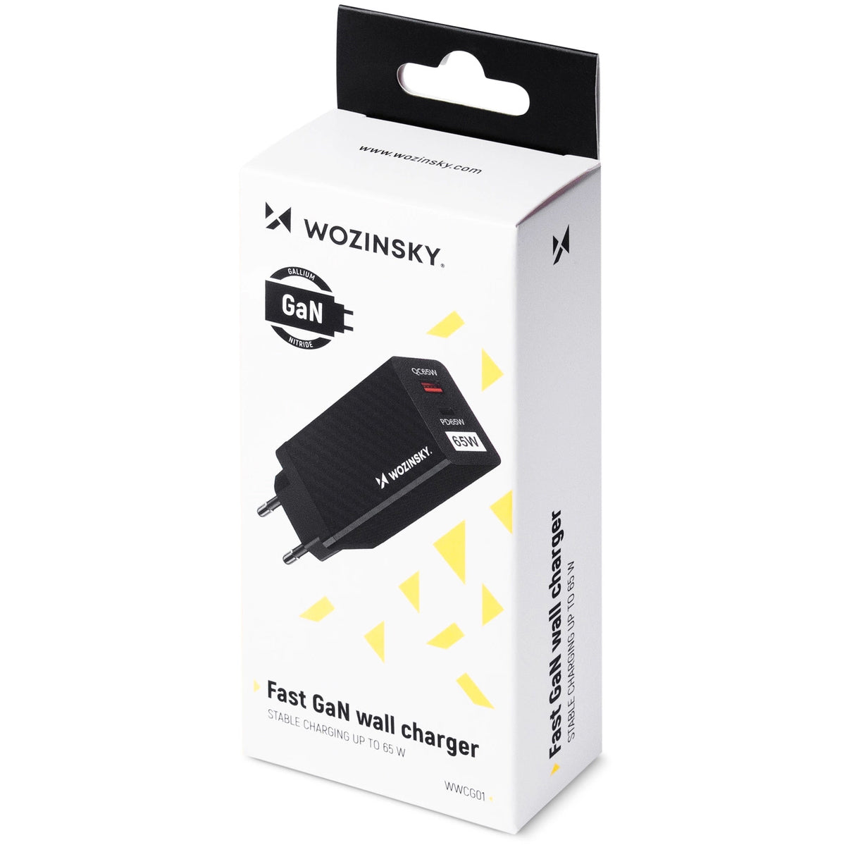 Chargeur réseau WZK WWCG01, 65W, 3A, 1 x USB-A - 1 x USB-C, Noir 