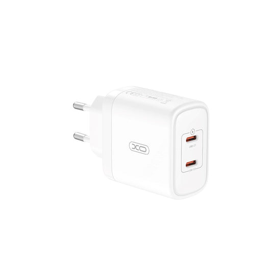 Chargeur réseau XO Design CE08, 50W, 3A, 2 x USB-C, blanc