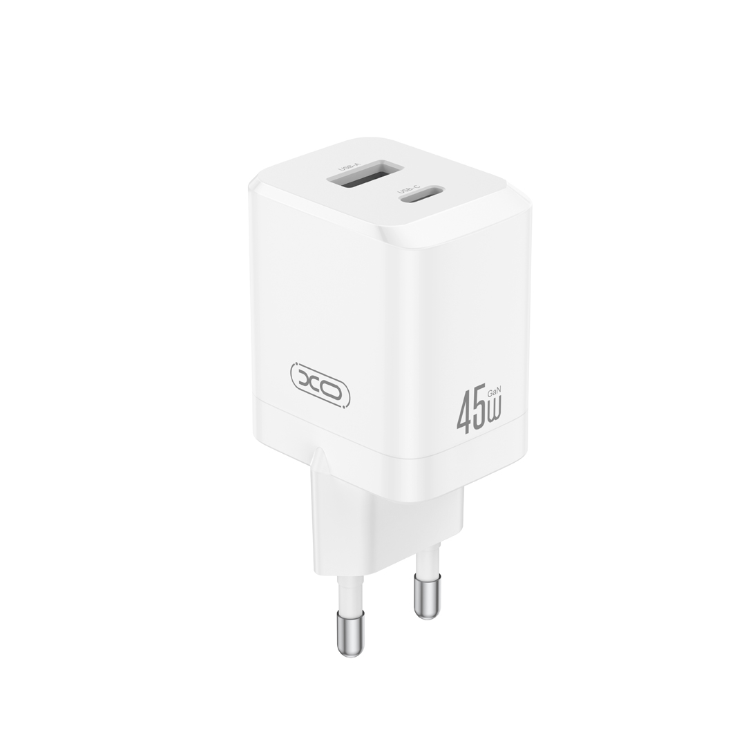 Chargeur Réseau XO Design CE36, 45W, 3A, 1 x USB-A - 1 x USB-C, Blanc