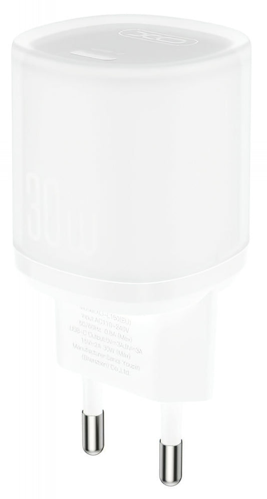 Chargeur Réseau XO Design L150, 30W, 3A, 1 x USB-C, Blanc