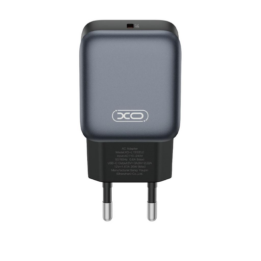 Chargeur Réseau XO Design L153, 20W, 3A, 1 x USB-C, Noir