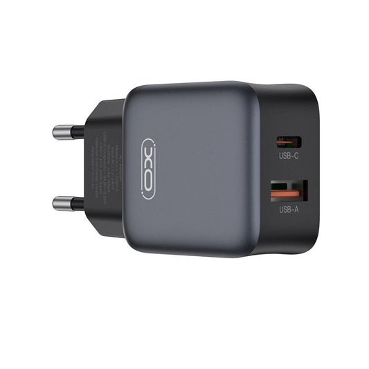 Chargeur Réseau XO Design L156, 30W, 3A, 1 x USB-A - 1 x USB-C, Noir