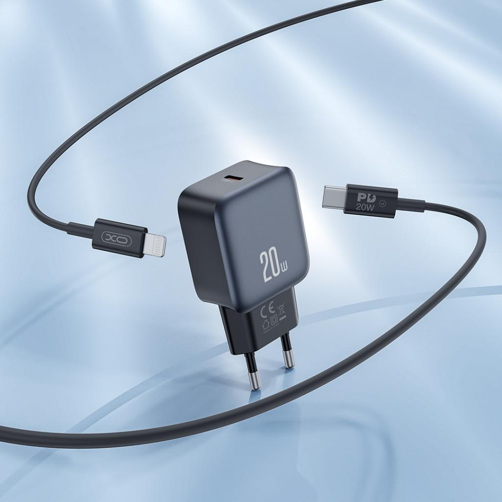 XO Design L153 Network Charger, 20W, 3A, 1 x USB-C, Black