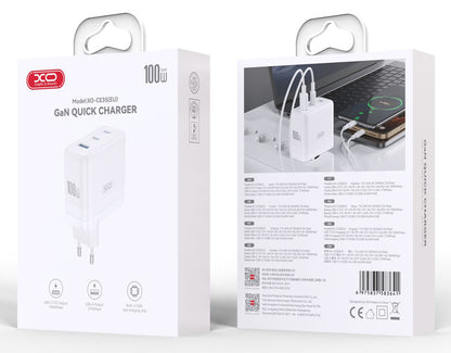 Chargeur Réseau XO Design CE35, 100W, 5A, 1 x USB-A - 2 x USB-C, Blanc