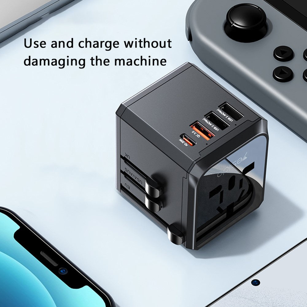 Chargeur Réseau Yesido MC24 Travel, 20W, 3A, 3 x USB-A - 1 x USB-C, Noir