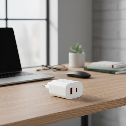 Chargeur réseau Yesido YC02E, 20W, 3A, 1 x USB-A - 1 x USB-C, Blanc