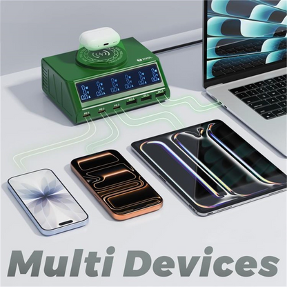 Chargeur Station 2UUL PC11 QI, 110W, 3A, 3 x USB-A - 3 x USB-C, Vert