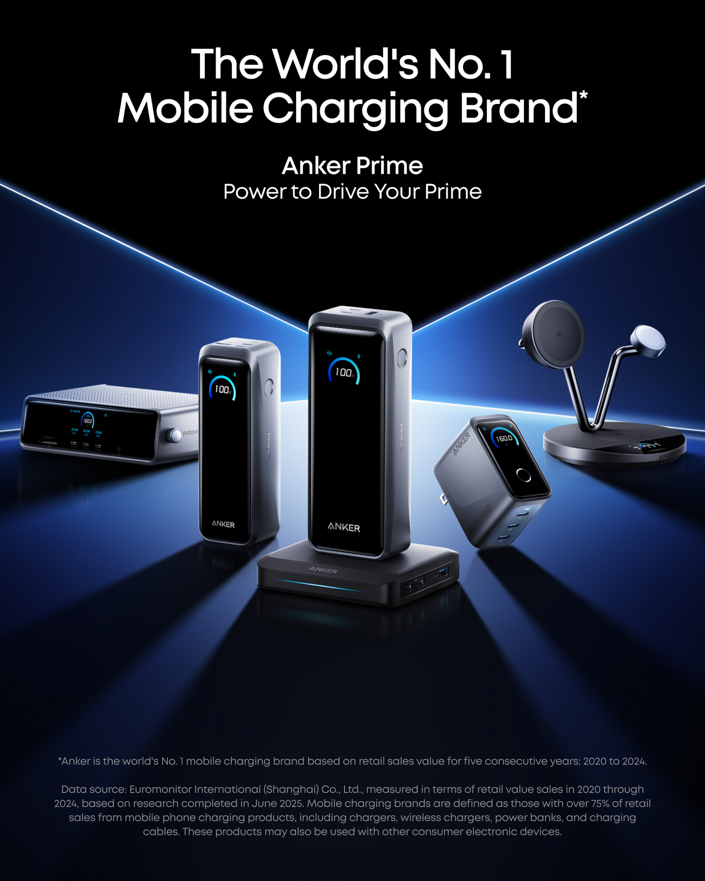 Chargeur Station Anker pour batterie externe Prime, 150W, 5A, 1 x Pogo Pin - 1 x USB-A - 2 x USB-C, Noir A1903G11