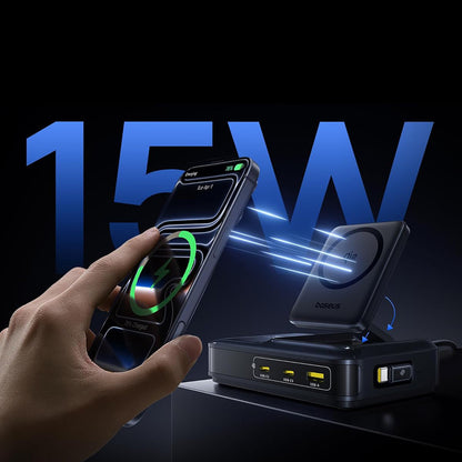 Chargeur Station Baseus Nomos NH21 QI 5en1, 160W, 5A, 1 x USB-A - 2 x USB-C, Noir E0121700