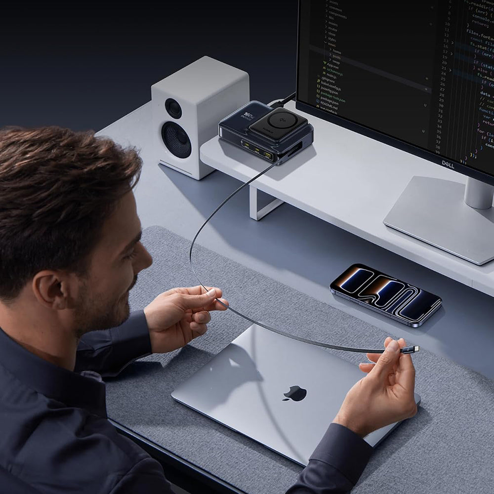 Chargeur Station Baseus Nomos NH21 QI 5en1, 160W, 5A, 1 x USB-A - 2 x USB-C, Noir E0121700
