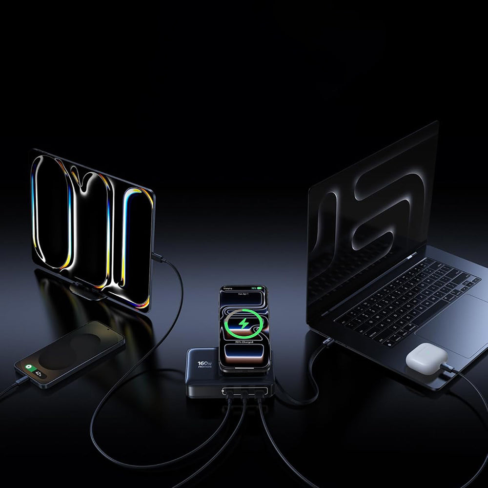 Chargeur Station Baseus Nomos NH21 QI 5en1, 160W, 5A, 1 x USB-A - 2 x USB-C, Noir E0121700