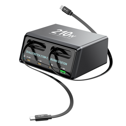 Station de charge avec câble USB-C OEM WLX-60E, 210W, 3A, 1 x USB-A - 3 x USB-C, Gris