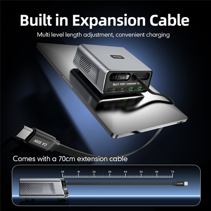 Station de charge avec câble USB-C OEM WLX-60C, 130W, 2 x USB-A - 2 x USB-C, Gris