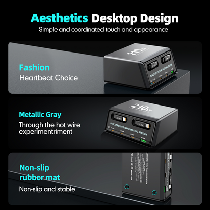 Station de charge avec câble USB-C OEM WLX-60E, 210W, 3A, 1 x USB-A - 3 x USB-C, Gris