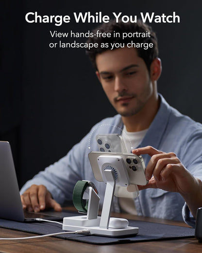 Chargeur Station ESR CryoBoost QI 6en1, 100W, 2 x USB-A - 1 x USB-C, Blanc