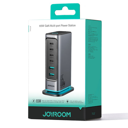 Chargeur Station Joyroom JR-TCM02, 65W, 3.25A, 2 x USB-A - 4 x USB-C, Gris