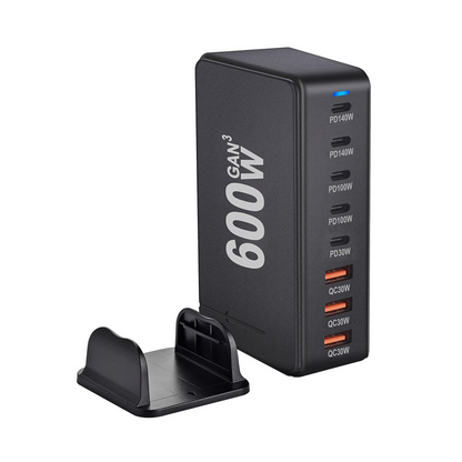Chargeur Station OEM, 600W, 4 x USB-A - 4 x USB-C, Noir