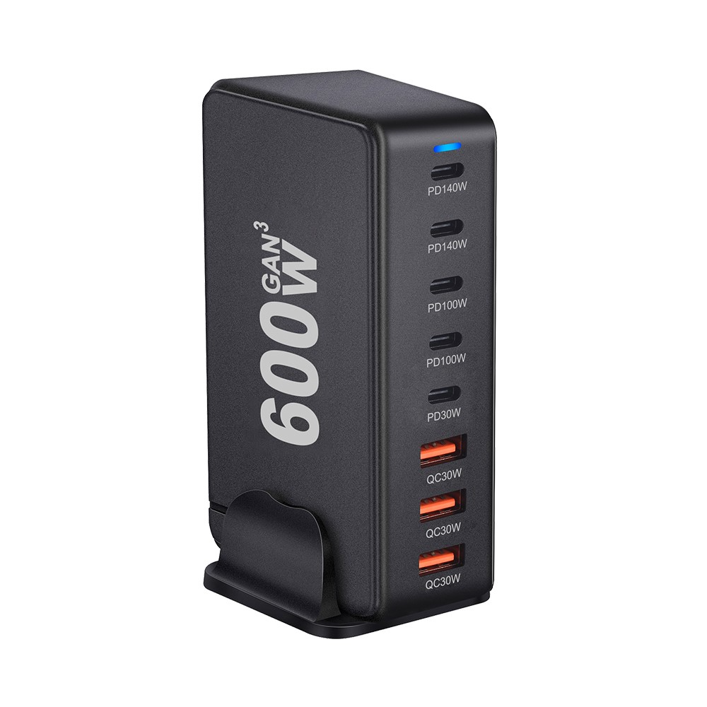 Chargeur Station OEM, 600W, 4 x USB-A - 4 x USB-C, Noir