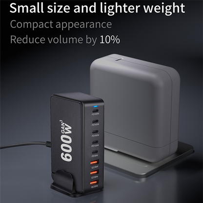 Chargeur Station OEM, 600W, 4 x USB-A - 4 x USB-C, Noir