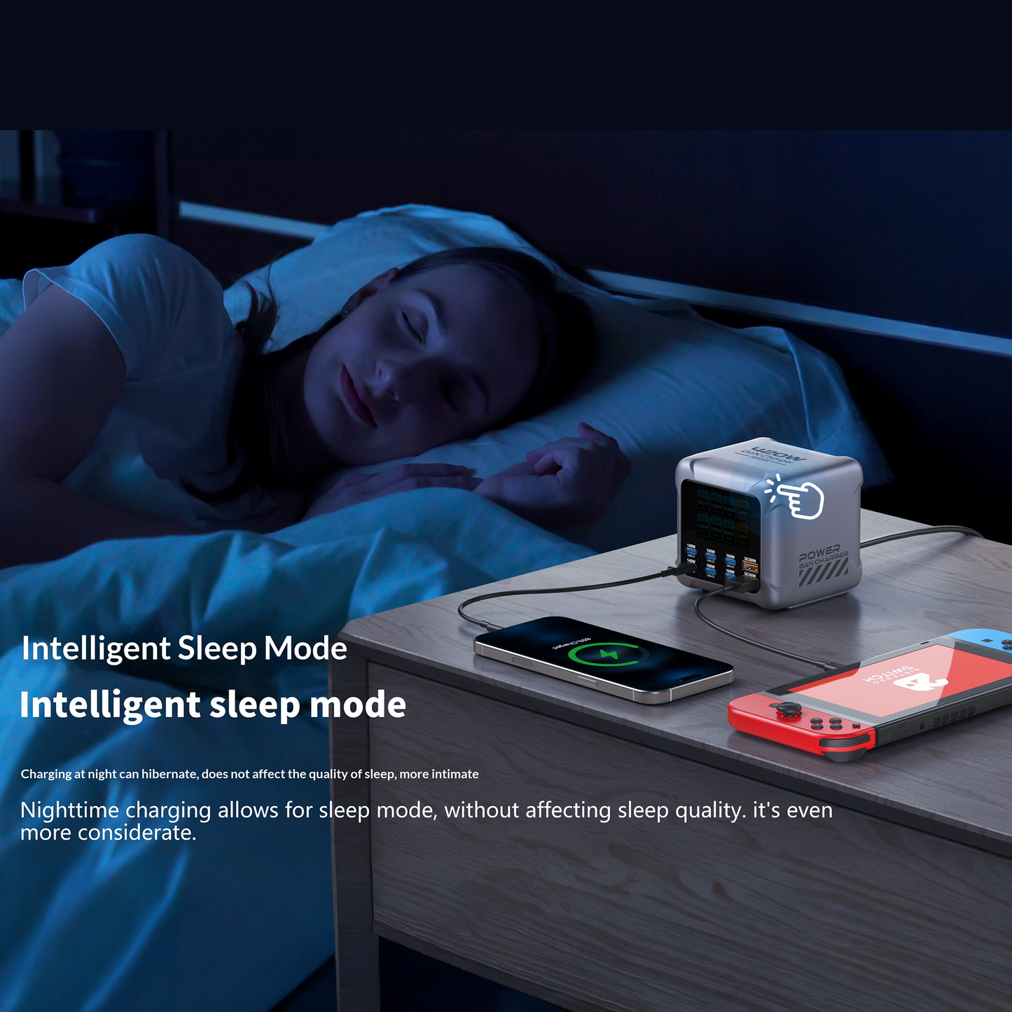 Chargeur Station OEM BK-126D, 140W, 5A, 2 x USB-A - 6 x USB-C, Gris