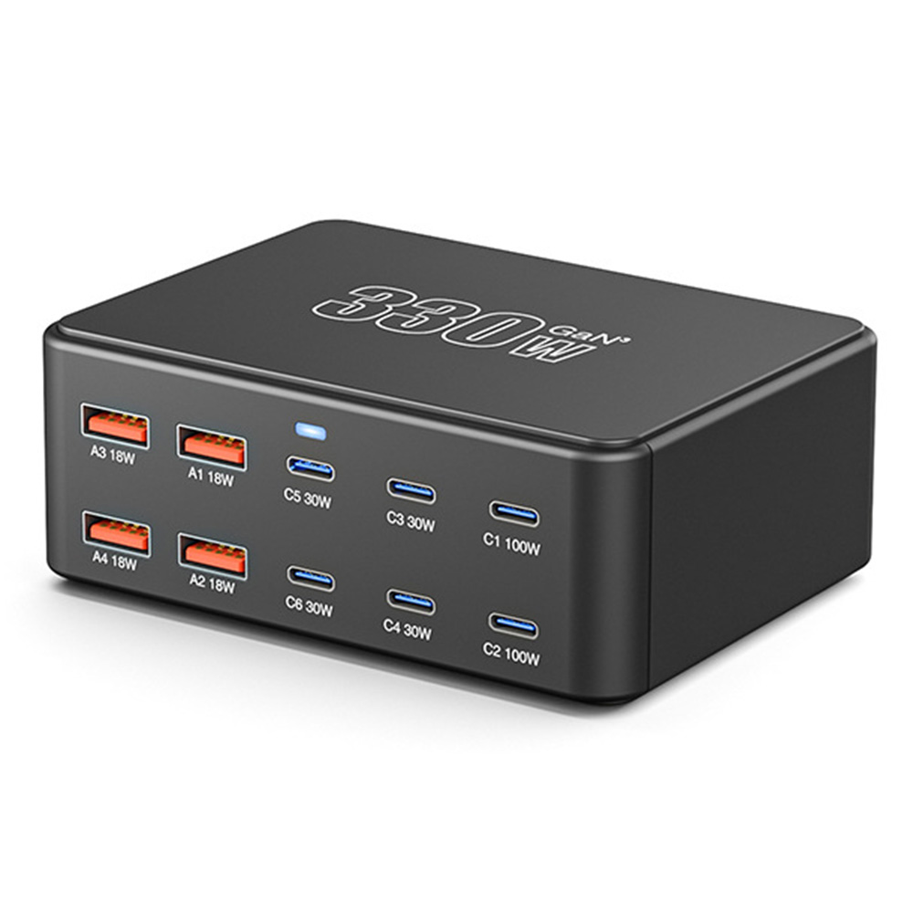 Chargeur Station OEM HW66, 330W, 5A, 4 x USB-A - 6 x USB-C, Noir