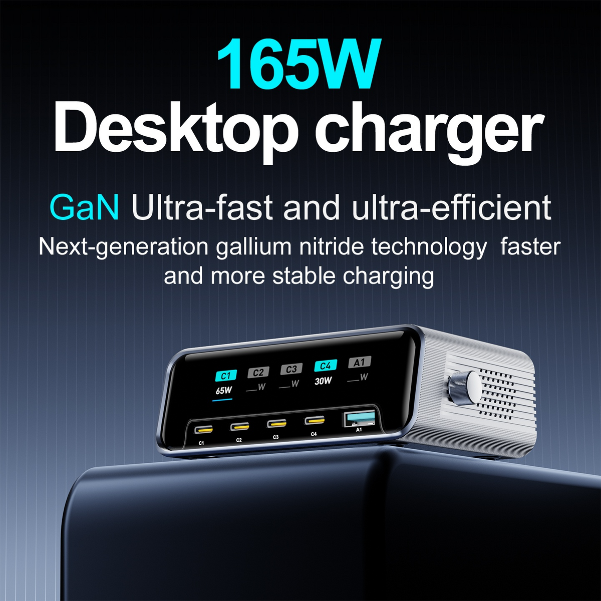 Chargeur Station OEM WLX-60G, 140W, 5A, 1 x USB-A - 4 x USB-C, Gris