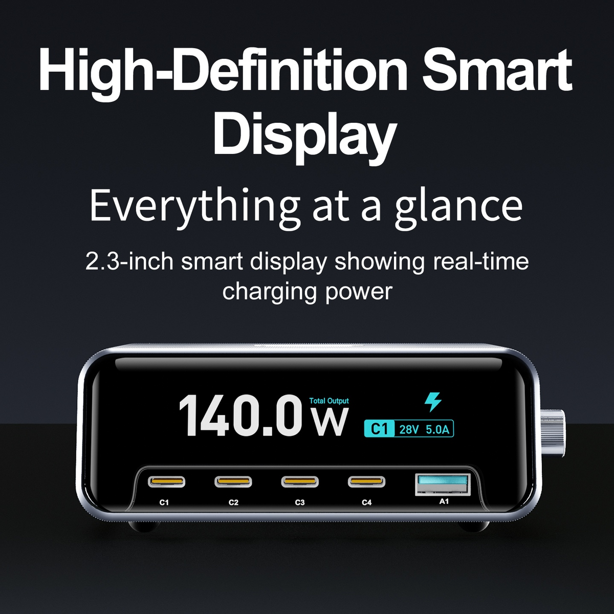 Chargeur Station OEM WLX-60G, 140W, 5A, 1 x USB-A - 4 x USB-C, Gris