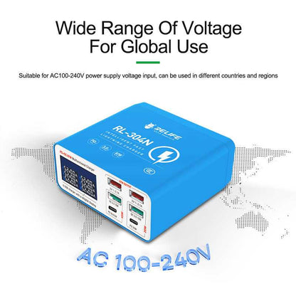 Chargeur Station Relife RL-304N, 87W, 3A, 2 x USB-C - 4 x USB-A, Bleu