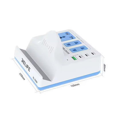 Station de charge Relife RL-309H QI, 72W, 1 x USB-A - 3 x USB-C, Blanc