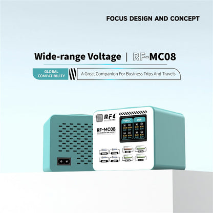 Chargeur Station RF4 RF-MC08, 150W, 5A, 4 x USB-A - 4 x USB-C, Turquoise
