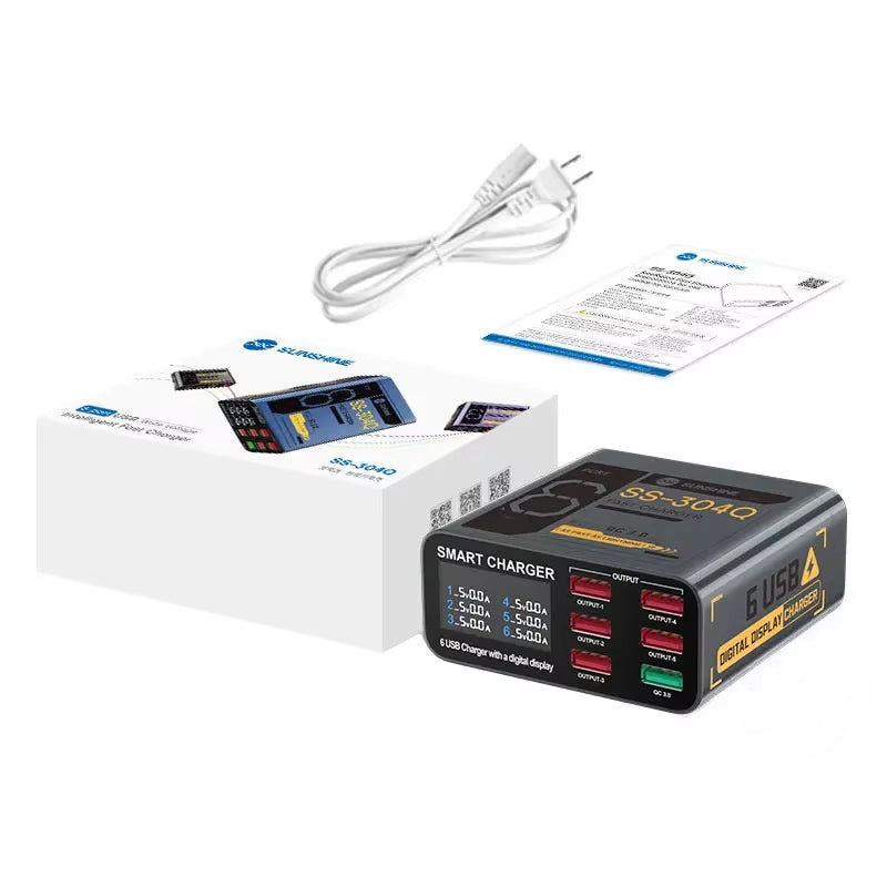 Sunshine SS-304Q Charging Station, 30W, 3.5A, 6 x USB-A, Gray