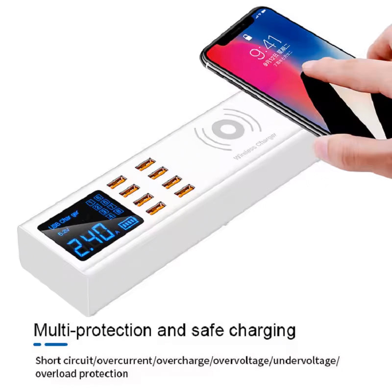 Chargeur Station Sunshine SS-309WD QI, 40W, 2.4A, 8 x USB-A, Blanc