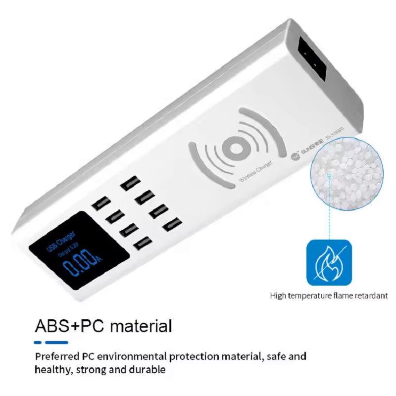 Chargeur Station Sunshine SS-309WD QI, 40W, 2.4A, 8 x USB-A, Blanc