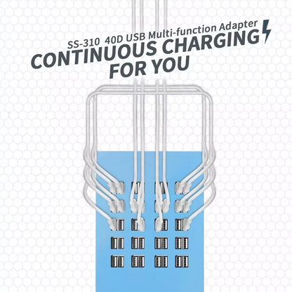 Chargeur Station Sunshine SS-310, 40 x USB-A, Bleu