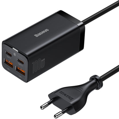 Chargeur Station USB-C Baseus GaN3 Pro, 100W, 5A, 2 x USB-A - 2 x USB-C, Noir, Reconditionné CCGP000101