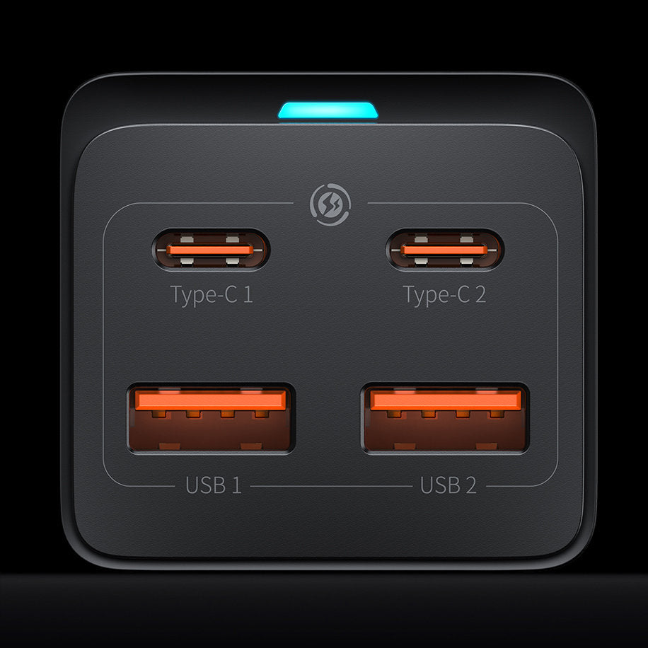 Chargeur Station USB-C Baseus GaN3 Pro, 100W, 5A, 2 x USB-A - 2 x USB-C, Noir, Reconditionné CCGP000101