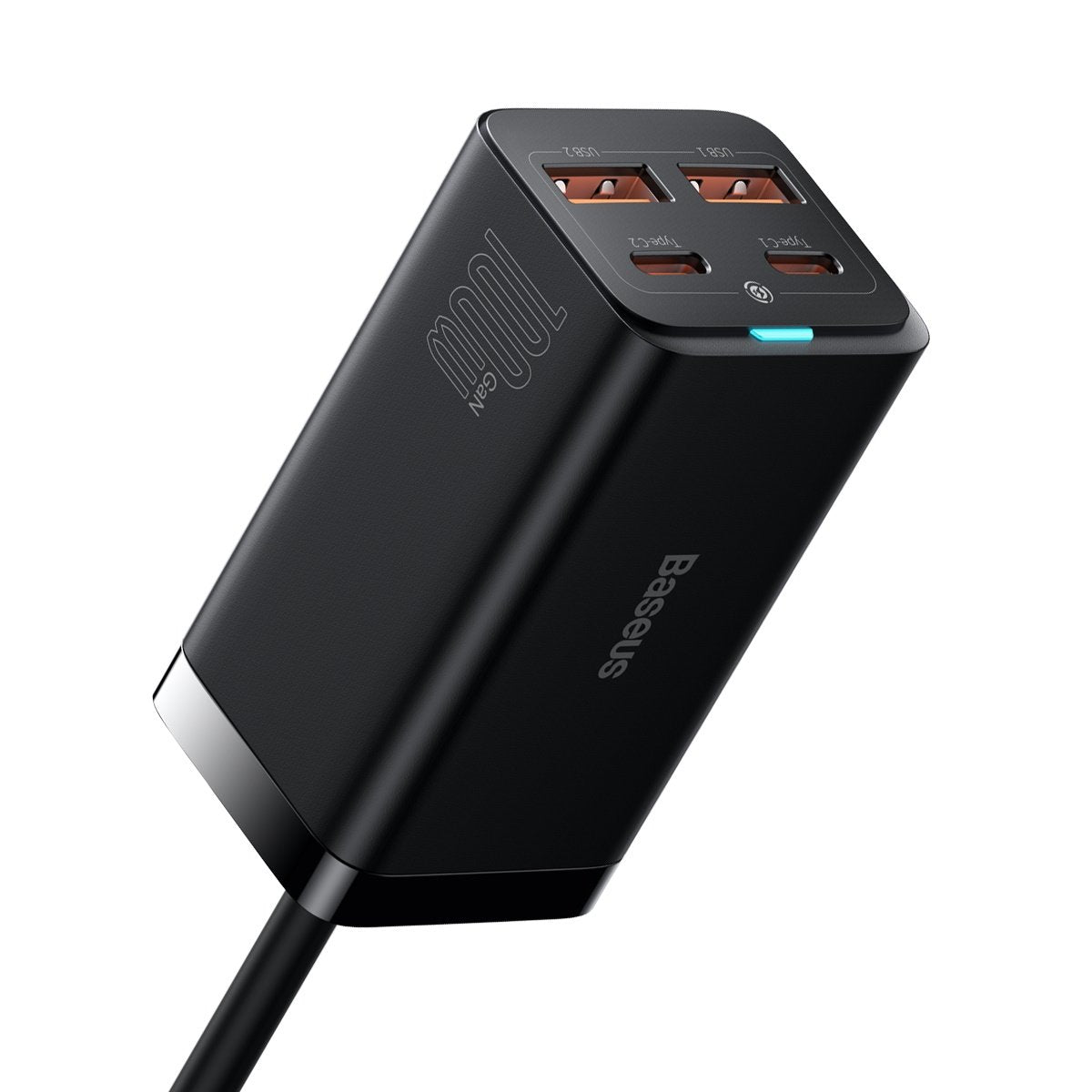 Chargeur Station USB-C Baseus GaN3 Pro, 100W, 5A, 2 x USB-A - 2 x USB-C, Noir, Reconditionné CCGP000101