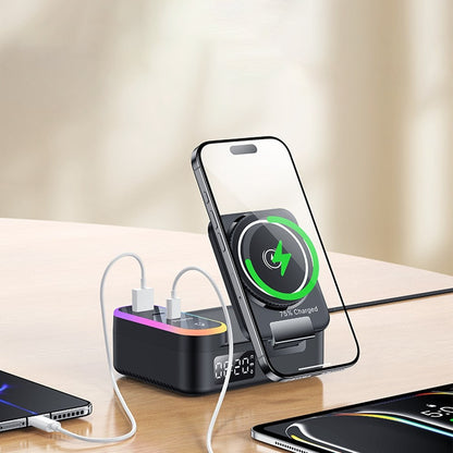 Chargeur Station Yesido DS38 Display QI 3en1, 65W, 3A, 1 x USB-A - 2 x USB-C, Noir