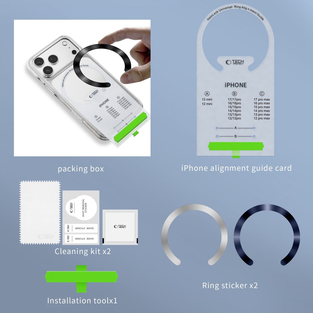 Autocollant Métallique Tech-Protect MMP-210, Set 2 pièces, Bleu Argenté