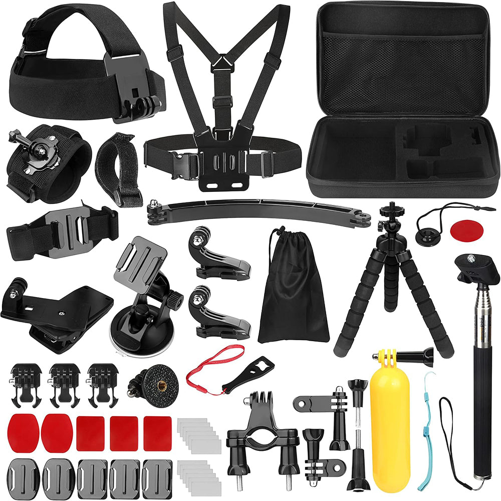 Kit d'accessoires caméra sport Techsuit SA50 pour GoPro / série SJCAM, 50 en 1, noir