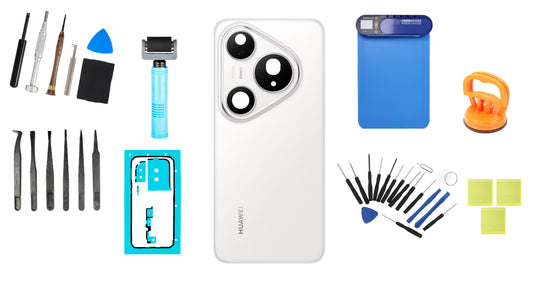 Kit Couvercle Batterie Huawei Pura 80 Pro Glazed White Service Pack et Outils de Service Dédiés