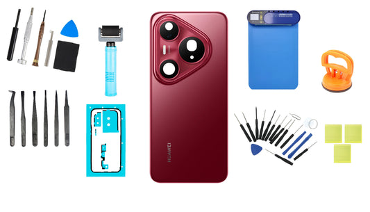 Kit Couvercle Batterie Huawei Pura 80 Pro Glazed Red Service Pack et Outils de Service Dédiés