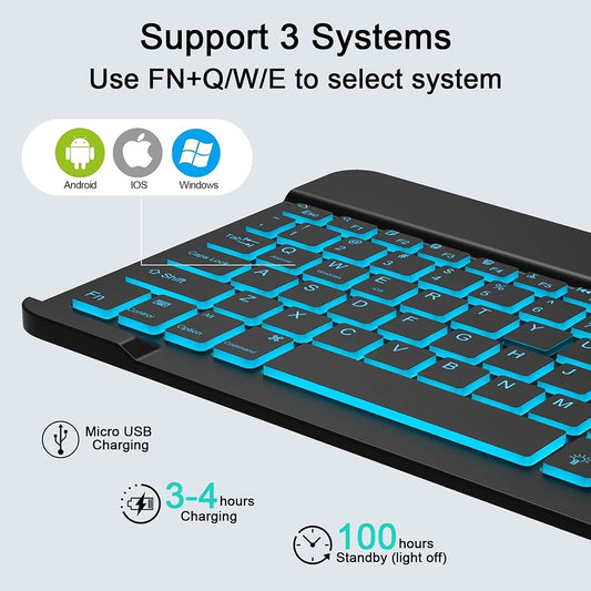 Kit Clavier Souris Sans Fil Techsuit AirCombo WKM1, BT / Wi-Fi, Noir