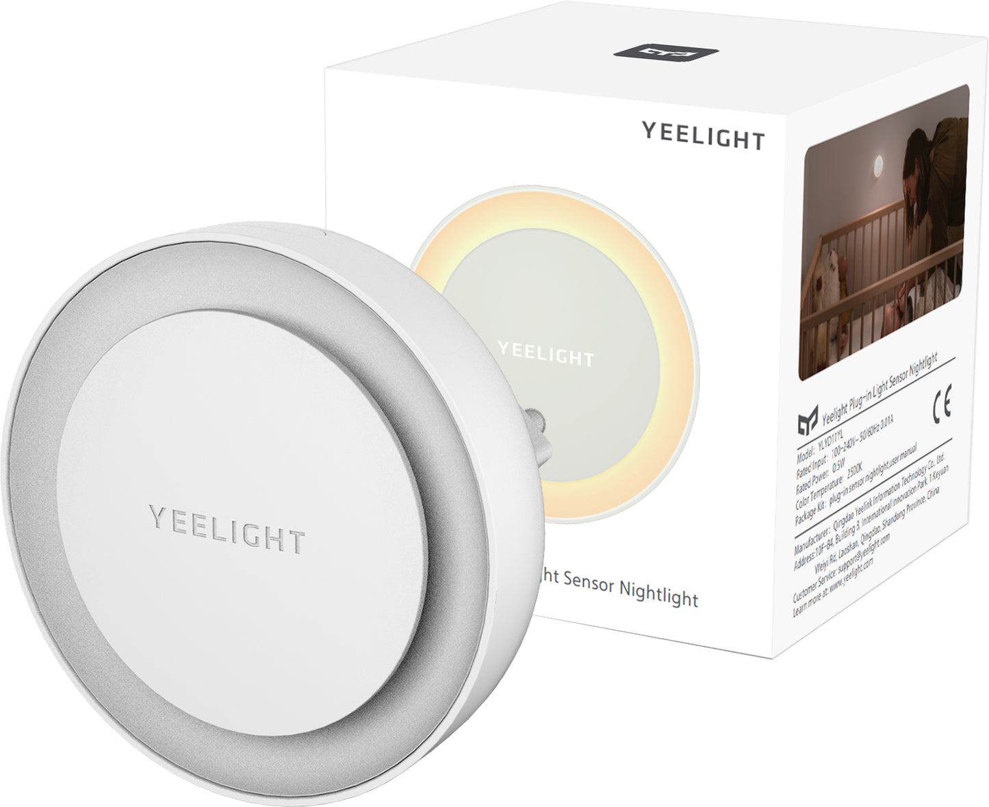 Lampe LED Veilleuse Yeelight Plug-in Nightlight, 0.5W, 2500K, Capteur, Version UK, Blanche YLYD11YL