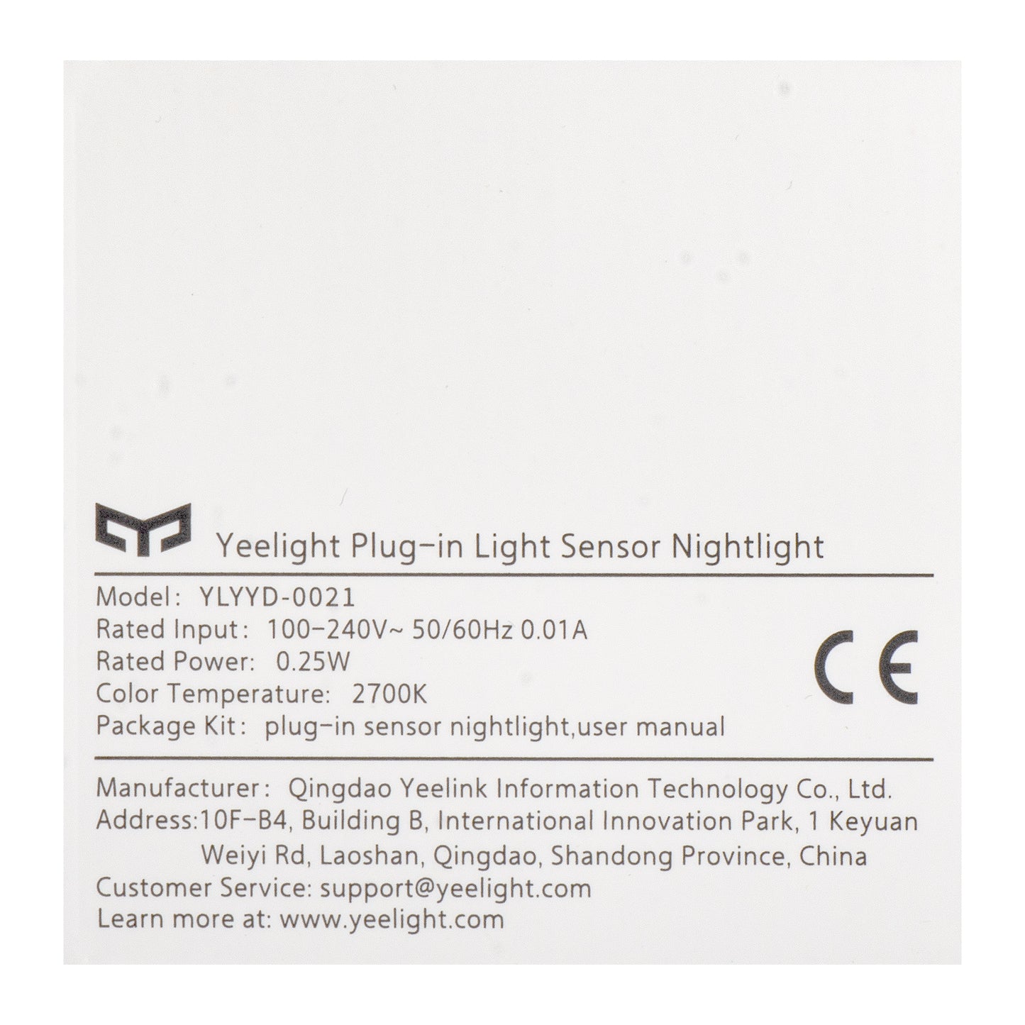 Yeelight Yeelight Veilleuse à brancher, 0,25W, 2700K, Capteur, Blanc YLYYD-0021