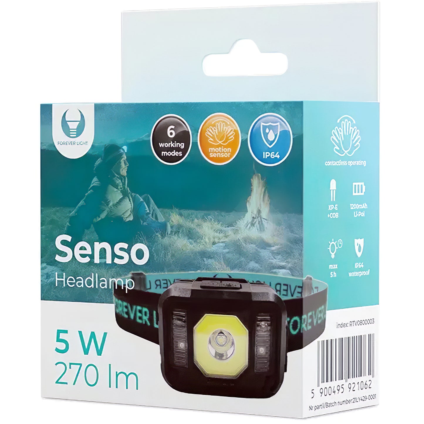 Forever Senso XP-E lampe frontale à LED, 270lm, 1200mAh 