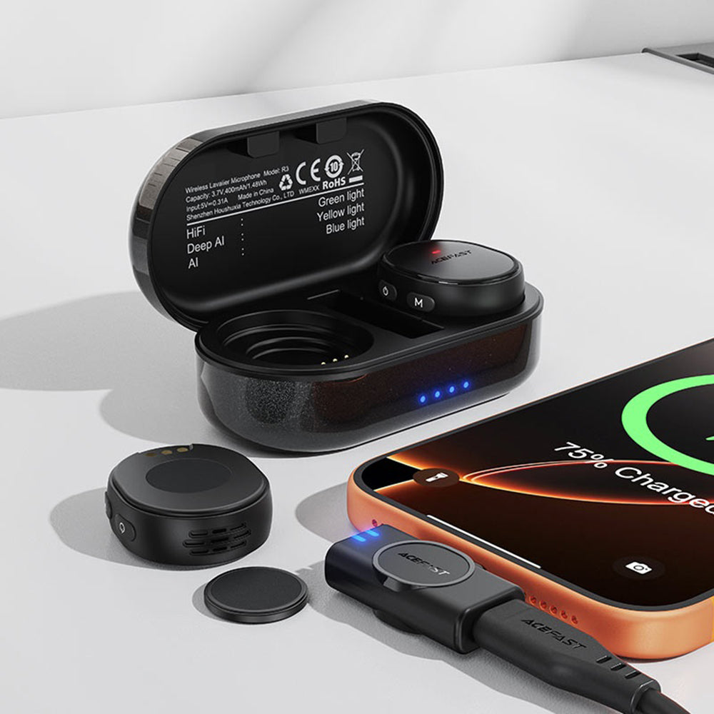 Lavallière Acefast R3, USB-C, Set 2 pièces, Noire