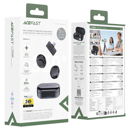 Lavallière Acefast R3, USB-C, Set 2 pièces, Noire