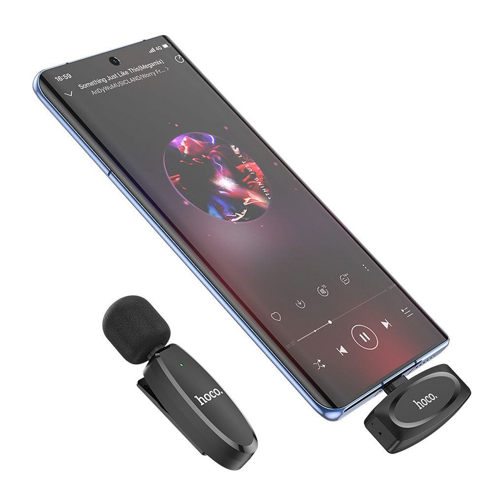 Lavalier Bluetooth HOCO L15, USB-C, noir